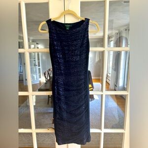 Womens navy sleeveless Ralph Lauren evening dress, size 2